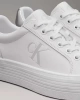 Calvin Klein Kadın Beyaz Deri Platform Taban Sneaker