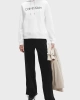 Calvin Klein Kadın Logolu Hoodie Beyaz Sweatshirt