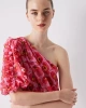 Fırfır Şeritli Çiçek Desen Elbise