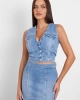 Guess Kadın  Crop Denim Yelek