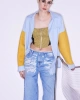 Twist Mavi COLORBLOCK KUMAŞ MIX GÖMLEK
