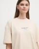 Calvin Klein Kadın Logo Baskılı Ekru T-shirt