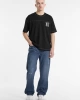 GUESS Erkek Siyah Pamuk T-shirt Logolu, Regular Fit