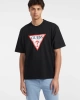 Guess Jeans Erkek Siyah Jarseli Logolu İkonik T-Shirt