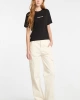 GUESS JEANS Kadın Crop Boxy T-shirt Nakış İşlemeli Siyah