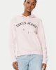 GUESS JEANS Kadın Motifli Kapüşonlu Hoodie Pembe