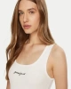 GUESS JEANS Kadın Nakış İşlemeli Kolsuz T-shirt Beyaz