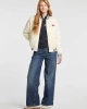 GUESS JEANS Kadın Varsity Ceketi Şerit Detaylı Bej Ceket