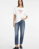 Guess Kadın Beyaz Oversize Bisiklet Yaka Pamuklu T-shirt