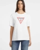 Guess Kadın Beyaz Oversize Bisiklet Yaka Pamuklu T-shirt