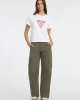 Guess Kadın Beyaz Oversize Bisiklet Yaka Pamuklu T-shirt