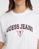 Guess Kadın Boxy Logolu  Beyaz T-Shirt