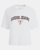 Guess Kadın Boxy Logolu  Beyaz T-Shirt