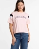 Guess Kadın Pembe Boxy Kesim Kısa Kollu Tişört