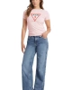GUESS Kadın Pembe Slim Fit T-shirt Iconic Mid Organic Stretc