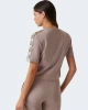 Guess Kadın Kahverengi Yan Logo Şeritli T-Shirt