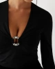 Guess Kadın Siyah Marciano Büzgülü Bluz