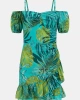 Guess Yaprak Desenli Omuzları Açık Elbise