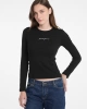 Kadın Slim Fit Ribbed T-shirt Uzun Kol Siyah