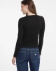 Kadın Slim Fit Ribbed T-shirt Uzun Kol Siyah