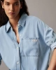 Calvin Klein Kadın Rahat Gömlek Yaka Mavi T-shirt Elbise