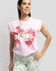 Önü Çiçekli Logolu Crop Top