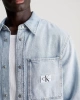 Calvin Klein Erkek Logolu Düğmeli Mavi Gömlek