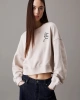 Calvin Klein Kadın Bisiklet Yaka Bej Crop Sweatshirt