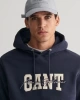 GANT Erkek Lacivert Regular Fit Kapüşonlu Logolu Sweatshirt