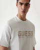 Guess Erkek Beyaz Logolu Nakış İşlemeli T-Shirt