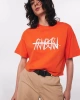 Twist Nakış İşlemeli Crop Turuncu T-shirt