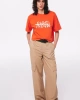 Twist Nakış İşlemeli Crop Turuncu T-shirt