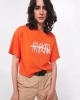 Twist Nakış İşlemeli Crop Turuncu T-shirt