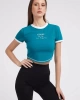 Guess  Önü Logolu Crop Tşört  Kadın Mavi