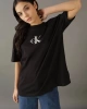 Calvin Klein  Kadın Logolu  Bisiklet Yaka Siyah T-Shirt