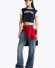 Tommy Hilfiger Kadın Siyah Logolu  Crop T-Shirt