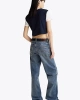 Tommy Hilfiger Kadın Siyah Logolu  Crop T-Shirt