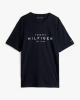 Tommy Hilfiger Erkek Lacivert Logo Yuvarlak Yaka T-Shirt