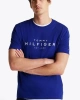 Tommy Hilfiger Erkek Mavi Logo Yuvarlak Yaka T-Shirt