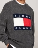 Tommy Hilfiger Erkek Yünlü Siyah Melanj Kazak