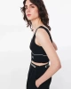 Twist Slogan Desen Crop Triko
