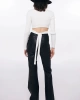 Twist Deri  Görünümlü Flare Fit Pantolon Kadın