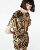 Twist Haki Retro Desen Mini Elbise