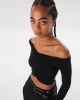 Twist Kayık Yaka Crop Triko