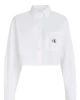 Calvin Klein Kadın Woven Label Kısa Beyaz Gömlek