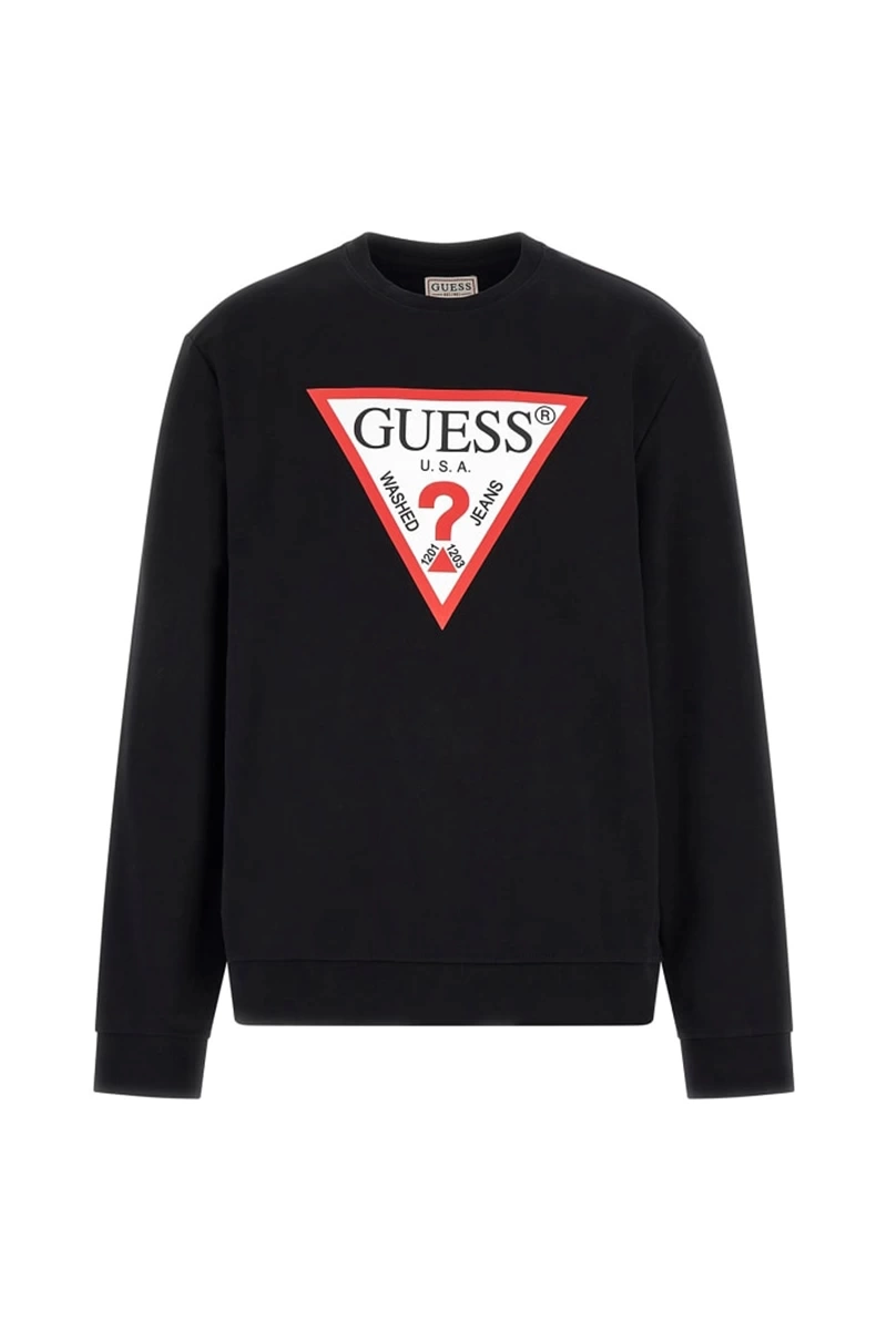 Guess Erkek  Siyah Üçgen Logolu Sweatshirt