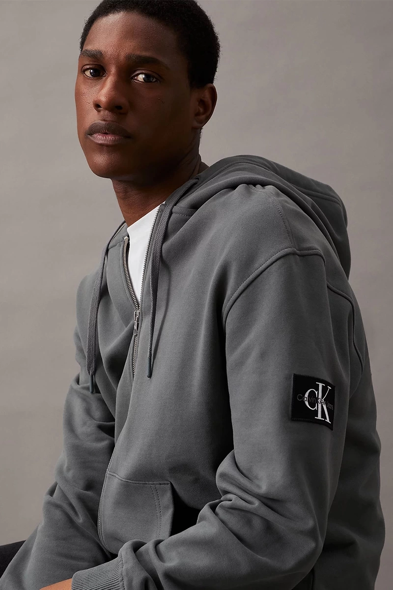 Calvin Klein Erkek Badge Fermuarlı Hoodie Sweatshirt