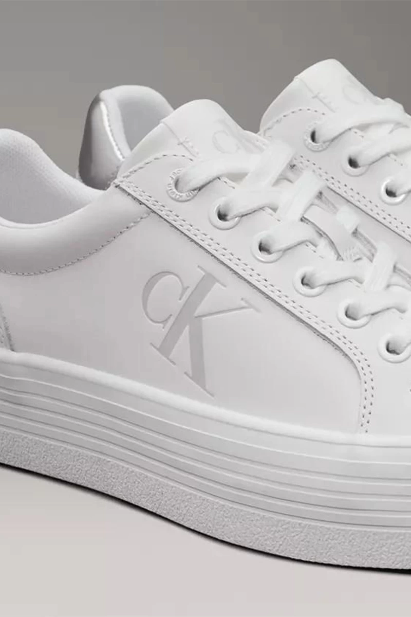 Calvin Klein Kadın Beyaz Deri Platform Taban Sneaker