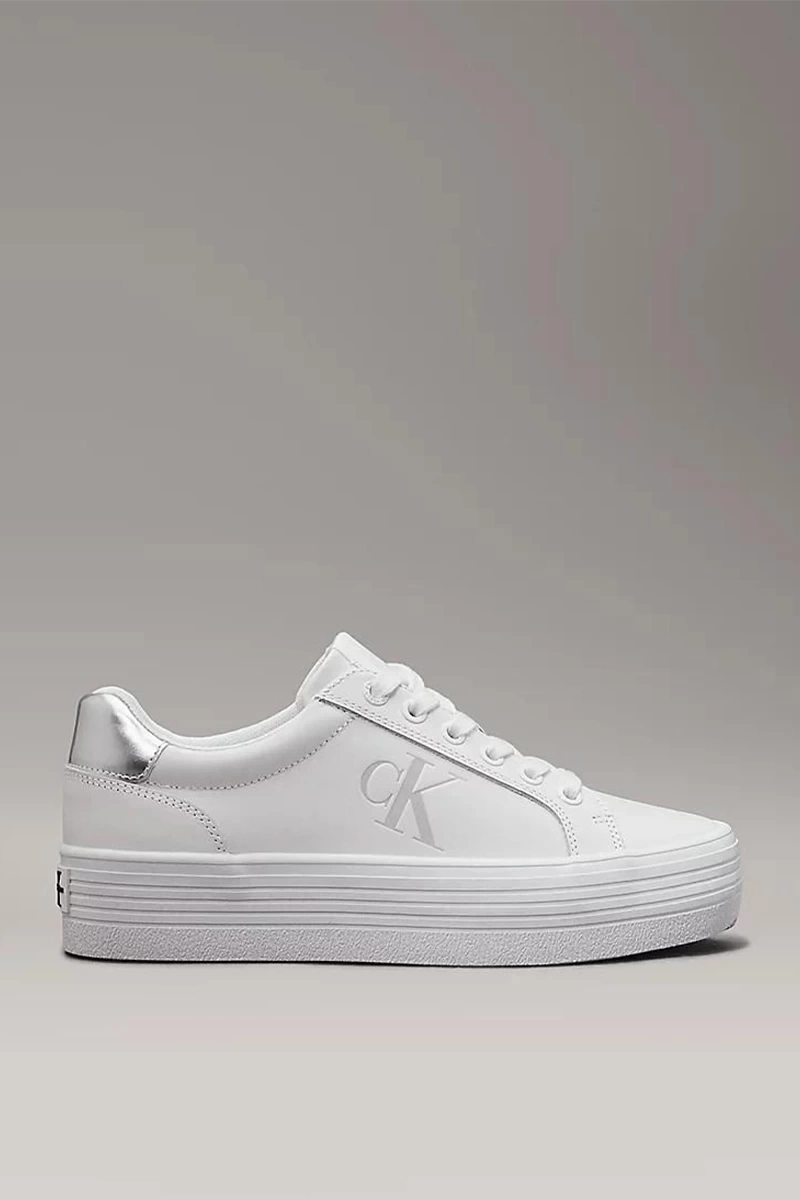 Calvin Klein Kadın Beyaz Deri Platform Taban Sneaker