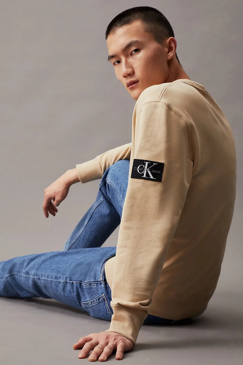 Calvin Klein Erkek Monogram Terry Rozetli Sweatshirt